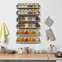 Étagère à épices multifonctionnelle pour cuisine, organiseur de bureau à 2 niveaux, conteneur de rangement en métal et bambou pour cuisine, organiseur d'épices pour cuisine