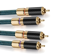 Haut de gamme 2RCA mâle mâle RCA câble stéréo paire torsadée pour moniteur amplificateur projecteur maison chauffage ordinateur enregistrement sonore