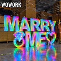 WOWORK Lettres et chiffres lumineux LED géants en fer de 3 et 4 pieds, ampoules néon RGB, pour événements, anniversaires, festivals, décoration rétroéclairée