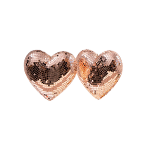 ลูกบอลกระจกสะท้อนแสงรูปหัวใจสีโรสโกลด์ งานแฮนด์เมดคุณภาพสูง พิมพ์ลายกราเวียร์ พร้อมสายโซ่สำหรับตกแต่ง - Product Image 4