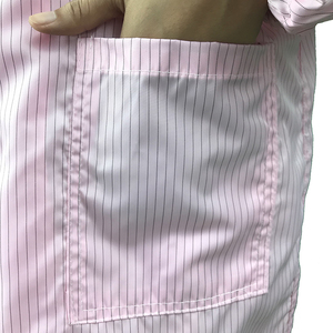 5mm Streifenmuster Knopfverschluss Sicherer Reinraum-Fusselfreier Polyester ESD-Schutzkittel Antistatischer Waschbarer Mantel - Product Image 6