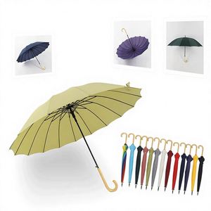 Parapluie droit moderne en plastique semi-automatique 16 baleines 23 pouces, modèle Grace, rose, prix abordable, direct usine - Product Image 2