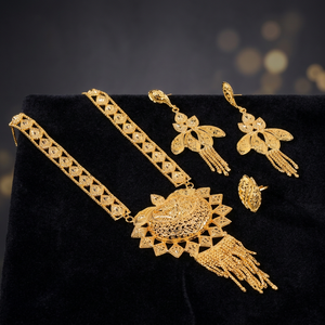 Micron Gold Plated Women's Wedding Adjustable Length Long Necklace Set Fashion Jewelry Export <b>Copper</b> Brass Chapado En Oro Oro - Product Image 6