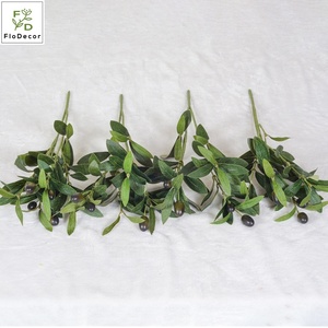 Bunga buatan baru 4 Cabang 38CM zaitun dengan daun buah aksesoris untuk rumah pernikahan tanaman hijau imitasi - Product Image 3