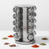 Support de rangement rotatif cylindrique multicouche en acier inoxydable pour bouteilles d'assaisonnements, avec bocaux