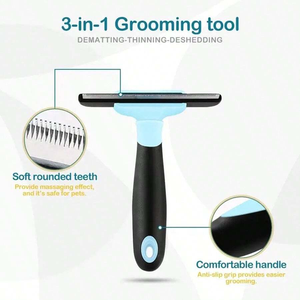 Tondeuse anti-poils pour chien KingHon, outil de démêlage pour poils longs et courts, brosse de toilettage sûre pour animaux de compagnie, fabriquée en acier inoxydable durable et ABS - Product Image 4