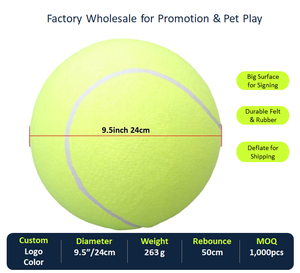 KINENDA-SPORT Balle de tennis géante dégonflable de 9,5 pouces avec logo personnalisé, jouet durable pour chiens, idéale pour événements promotionnels et souvenirs - Product Image 2