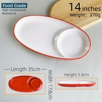 Assiettes à dîner divisées en mélamine de 14 pouces, deux compartiments, style moderne minimaliste, assiettes pour cantine d'étudiants, assiettes pour restauration rapide