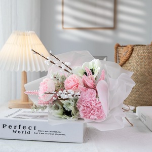 Bouquet de fleurs artificielles Sinan, camélia rose, tissu tissé en plastique, décoration d'intérieur, accessoires de mariage CF01171 - Product Image 1