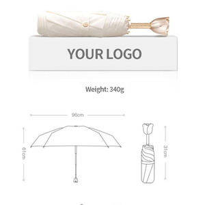 <span class=keywords><strong>Parapluie</strong></span> manuel pliable en 3 sections de qualité supérieure avec poignée en forme de rose, design personnalisé, protection solaire et pluie - Product Image 6