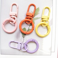 Porte-clés en métal couleur macaron - Accessoire DIY, breloque bijou, anneau de porte couleur bonbon, anneau à ressort, pendentif coloré