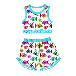 Conjunto de Ropa para Niñas de Seda Láctea OEM ODM Personalizado con Volantes y Estampado, Pelele y Traje de Baño para Bebés, Conjunto de Ropa Floral de Verano para Niños al por Mayor - Product Image 2