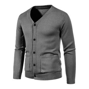 Vente en gros 2021 Automne et Hiver Nouveaux Hommes Décontracté Slim Col En V Cardigan Pull Bouton Unique Pull Manteau Pull Hommes - Product Image 2