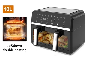 Nueva Freidora de Aire de Doble Zona de 10L con Ventana y Calentamiento Superior e Inferior, Freidora de Aire Doble de 8L y 10L con 2 Cestas - Product Image 2