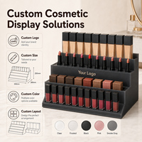 Support de présentation pour flacons de fond de teint en acrylique avec étagères inclinées pour la présentation de produits cosmétiques