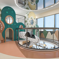 Área de Juegos Infantil Interior Moderna con Juego Interactivo de Tren de Alta Velocidad y Simulación de Cocina y Mercado