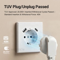 Prises murales et interrupteurs 16A 250V EU modernes 80*73.4mm, plaque PC sans cadre, toucher doux, encastrées avec USB-C