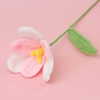 Fleur de tulipe en laine à épanouissement progressif, fleur tissée à la main au crochet, fleur artificielle, cadeau pour la Saint-Valentin et la Fête des Enseignants