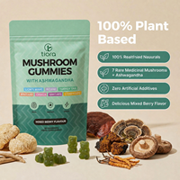 tiorawellness OEM Vegan Lion Mane Ashwagandha 10 en 1 Mélange de champignons Complexe Adaptogène Nootropique Gummies Multi-Pack Nutriments