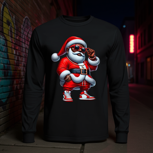 T-shirt a maniche lunghe con design natalizio in stile hip hop, design street style - Product Image 3