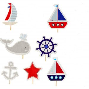 Ocean Themed Cake Insert Paper Decorations For Children Birthday Party 20-40Pcs Non Toxic Cartoon Style - Product Image 4