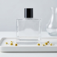 Botol Parfum Kaca Bening Persegi Mewah ALKA 50ml & 100ml dengan Semprotan Pompa Hitam