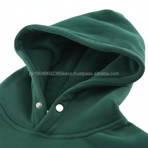 Sweat à capuche vierge en éponge française hommes sweats à capuche en coton lourd Logo personnalisé sweats à capuche à bouton-pression surdimensionnés - Product Image 1
