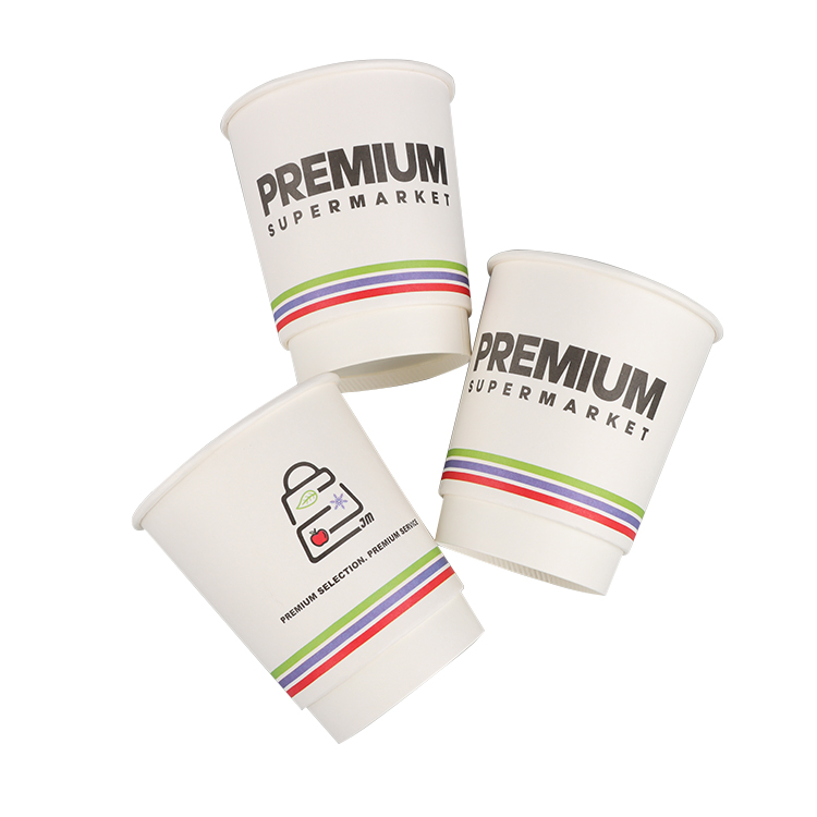Customized Print Logo double wall coffee beverage paper cups for hot drink with lidsPopular