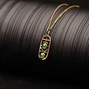 จี้รูปดอกไม้สุดคลาสสิกทำจากหยกหยกหยกสีเขียวบริสุทธิ์ทำจากหยกสุดหรูสีทอง18K สุดหรูตลอดกาล - Product Image 3