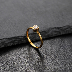 2026 nouvelle mode femmes en forme de coeur cristal Zircon en acier inoxydable anneau mode or bijoux de mariage <span class=keywords><strong>Couple</strong></span> coeur anneaux cadeau - Product Image 4