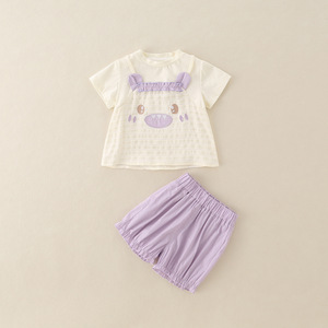 Completo estivo in cotone a due pezzi con cartoni animati per bambine, novità 2026, completo dolce con <span class=keywords><strong>pantaloncini</strong></span> e maglietta a maniche corte - Product Image 6