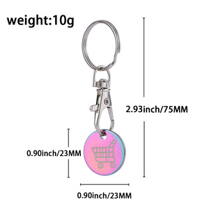 Porte-clés porte-pièces pour chariot de courses en métal avec logo personnalisé, pour jetons euro, vente en gros - Product Image 3