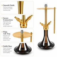 Ensemble Chicha Professionnel en Acier Inoxydable Doré à Double Tuyau 47cm pour Bar à Chicha et Lounge Fumeurs - Vente en Gros Usine