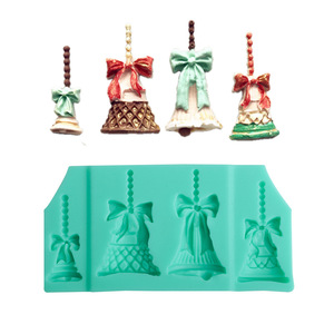 Christmas Bell <b>Silicone</b> Mold 4 Cavities Flexible Reusable For Cake Decorating DIY <b>Baking</b> Tools - Product Image 1