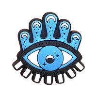 Breloques de chaussures style œil de diable de dessin animé les plus vendues, en PVC souple, amovibles, œil bleu maléfique, boucles de chaussures, accessoires DIY pour sabots