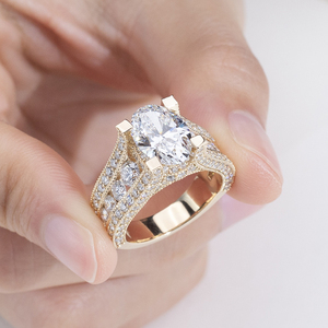 Bague en diamant ovale en or 14 carats Messi Jewelry MSR-2045 pour femmes - Product Image 4