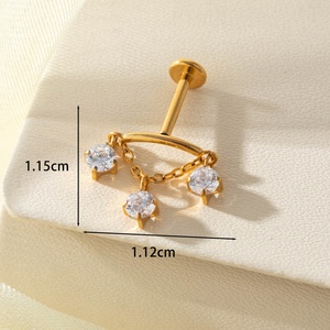 Pendientes de Titanio F136/G23 para Mujer, Marca <span class=keywords><strong>Gaby</strong></span>, Tipo Stud para Oreja y Labio, Sin Rosca, para Perforaciones en la Hélice Superior - Product Image 4
