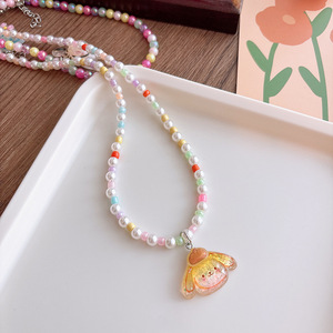Handmade Resina Olá <span class=keywords><strong>Kitty</strong></span> Rainbow Snow Kids Bead Colar Estilo Bonito DIY Moda Padrão Geométrico Criança Jóias para Presente - Product Image 4