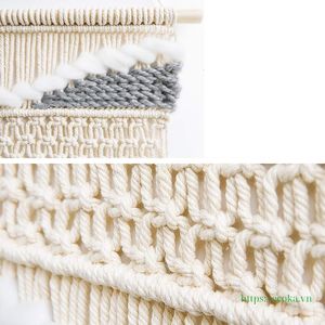 Tapisserie murale en macramé personnalisée Décoration bohème Art mural en fibre Macramé abstrait Longue tapisserie pour la décoration des escaliers - Product Image 5