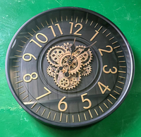 REIDA Vrais engrenages mobiles Géant Décoratif Rustique Rétro Ferme Chiffre Arabe Horloge Murale