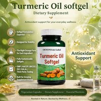 Fabricant OEM de gélules molles d'huile de curcuma personnalisées, Curcumine, Poivre noir, Huile de coco, Haute absorption, Marque privée