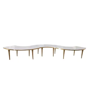 Wholesale Price Snake Shape Golden Stainless Steel Base Hotel Dining Event Table