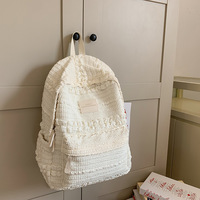 Mochila de Moda Acolchada con Volantes para Mujer, Linda Mochila de Lona para Viajes, Escuela, Portátil, con Compartimento para Laptop, Gran Capacidad, Ligera