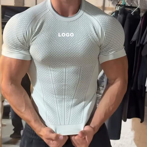 Camiseta Deportiva Personalizada con Logotipo de Marca Compartida para Hombre, de Secado Rápido, Transpirable y Elástica, Ajustada, de Manga Corta, para Gimnasio - Product Image 2