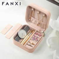 FANXI arrivée de luxe mini cuir pu petite boîte à bijoux de voyage organisateur femmes cadeaux logo personnalisé boîte de rangement de bijoux avec miroir