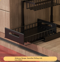 Organisateur sous évier à 2 niveaux, étagère coulissante en métal, rangement extractible pour cuisine, salle de bain, garde-manger, en forme de L, gain de place