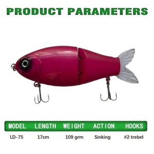 LVDE, recién llegado, 17cm /109G, Señuelos de Pesca que se hunden, cebo deslizante, cuerpo duro con cola suave, señuelos de sábalo - Product Image 2