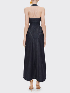 TWOTWINSTYLE Abito Vintage Femminile Senza Maniche <span class=keywords><strong>con</strong></span> Logo Frontale, Cerniere e Vita Alta, Lunghezza al Ginocchio, Nuova Moda - Product Image 3