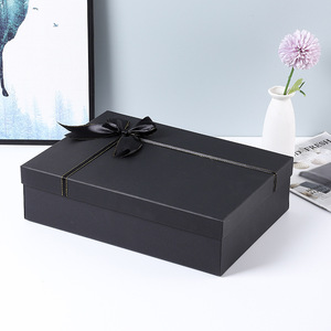 <b>Black</b> Bow <b>Box</b> Gift Paper Packaging Storage <b>Box</b> With Lid for Jewelry Gift Set - Product Image 3