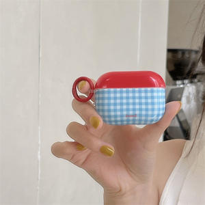Convient pour l'étui des Apple AirPods 3, motif à carreaux rouge et bleu, pendentif champignon, protection intégrale, étui pour écouteurs anti-chute - Product Image 2